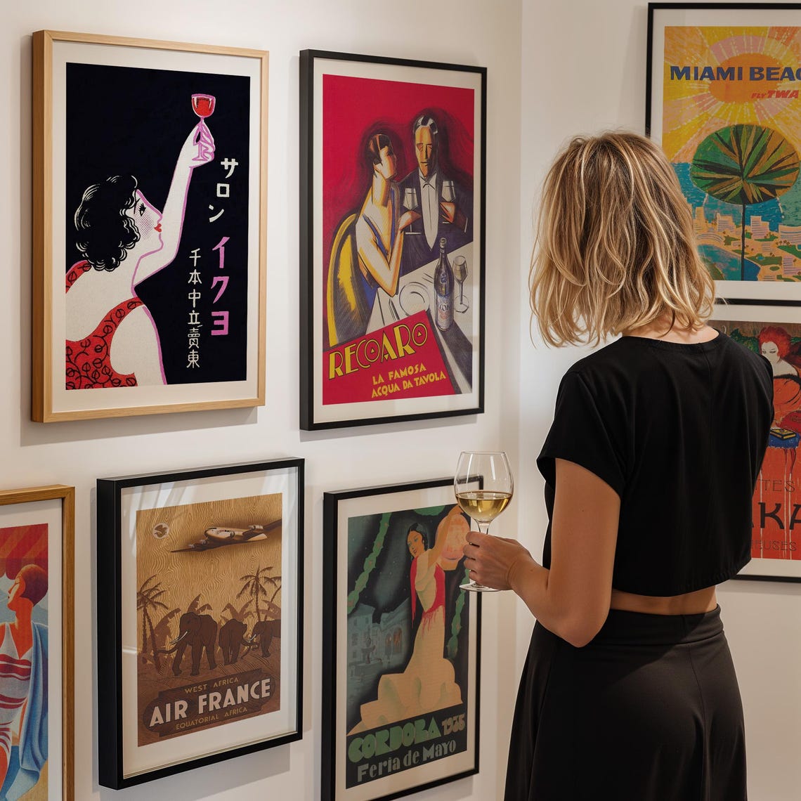 Vintage TWA Paris And Miami Beach Airline Travel Poster Pair Set - Image 2