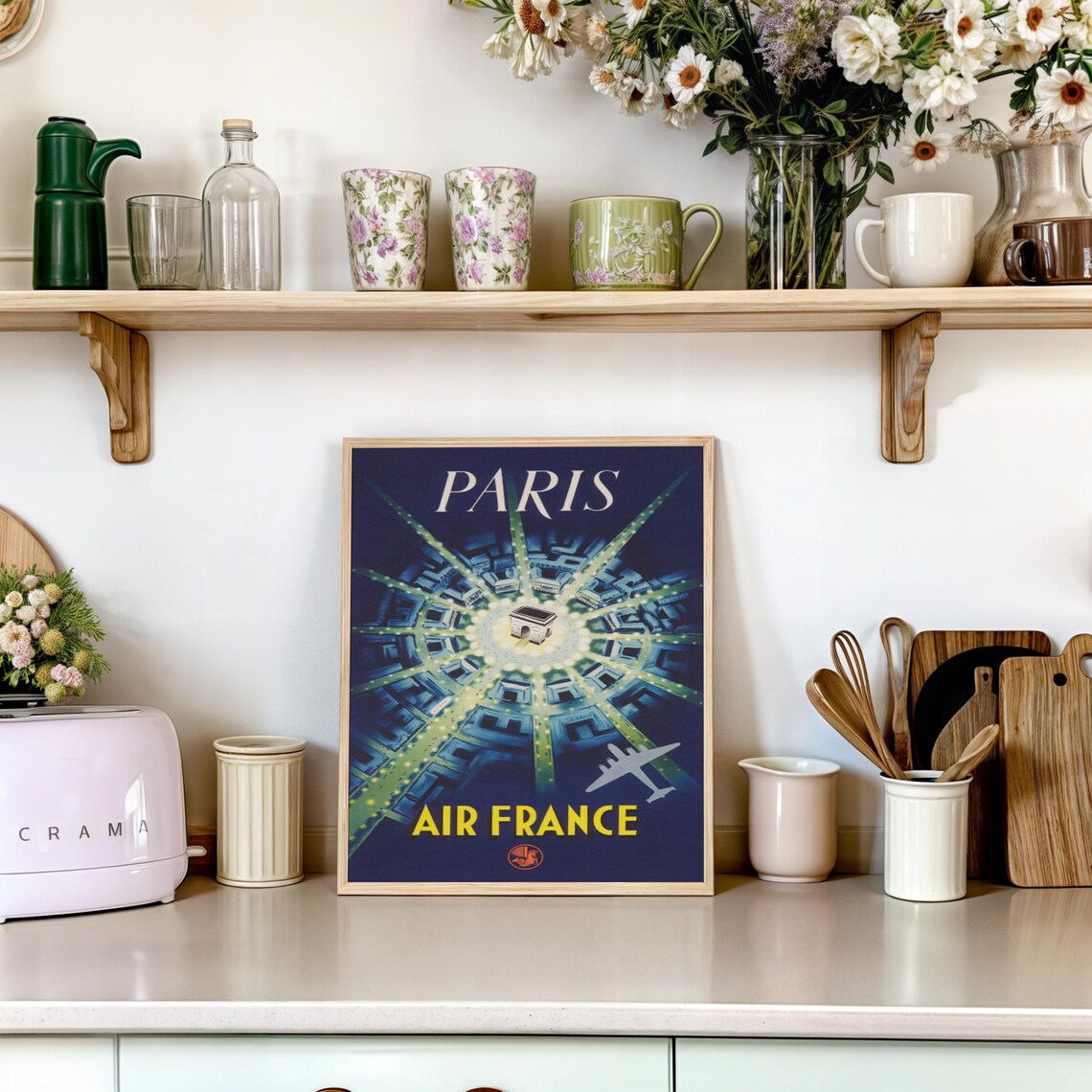 Paris France And TWA Jets Vintage Travel Poster Pair Eiffel Tower - Image 2