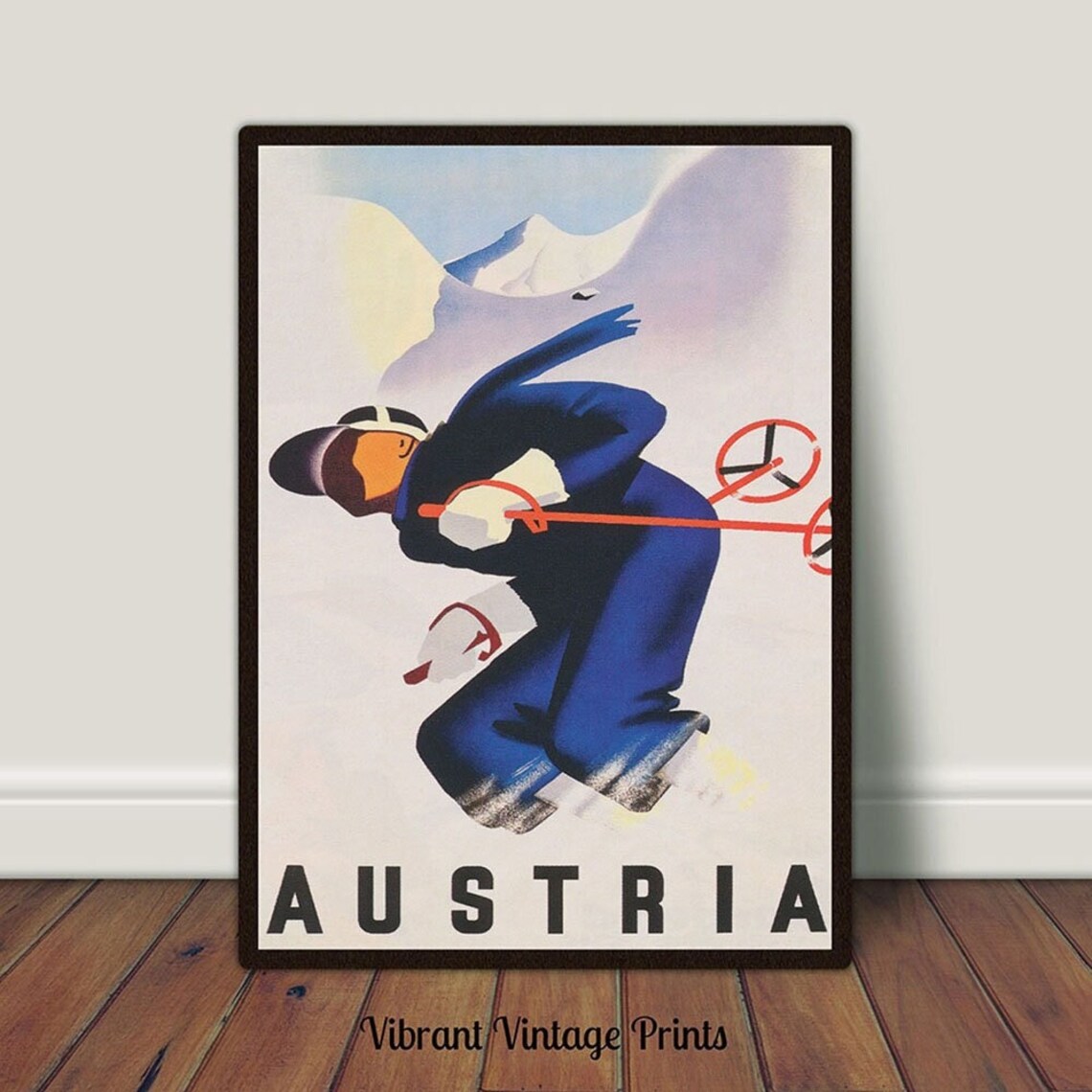 Austria Vintage Ski Poster, Retro Wall Art Print