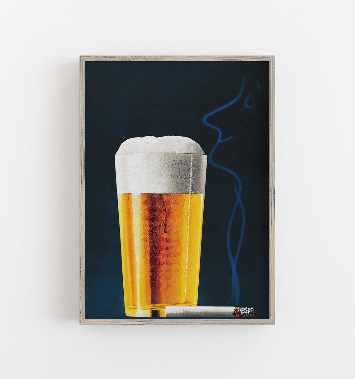 Vintage Beer Art Print, Bar Cart Retro Wall Decor