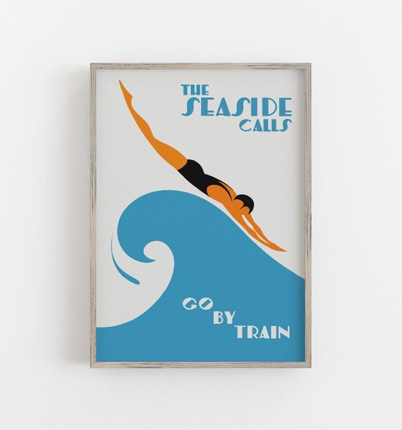 Australia Seaside Calls Vintage Art Deco Art Print