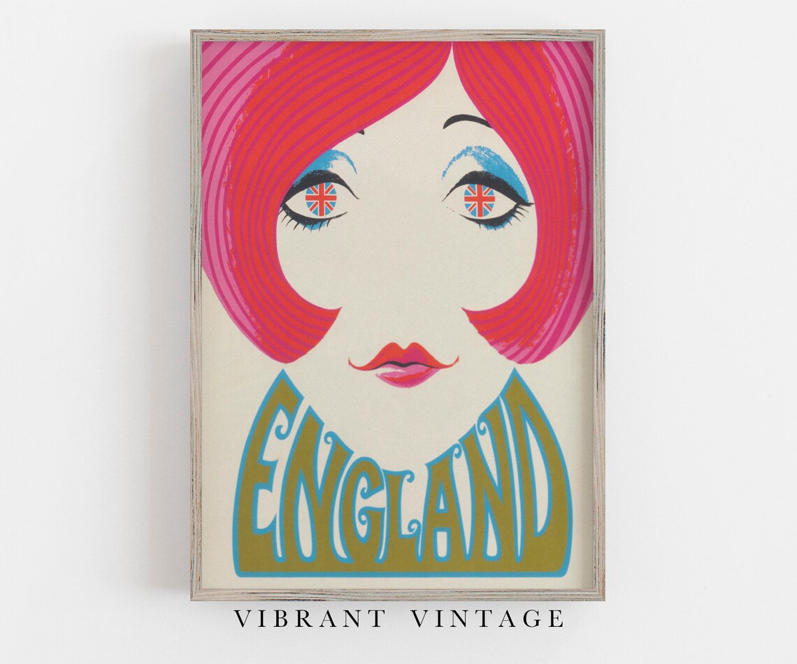 England Vintage Travel Poster, Retro Wall Art Print