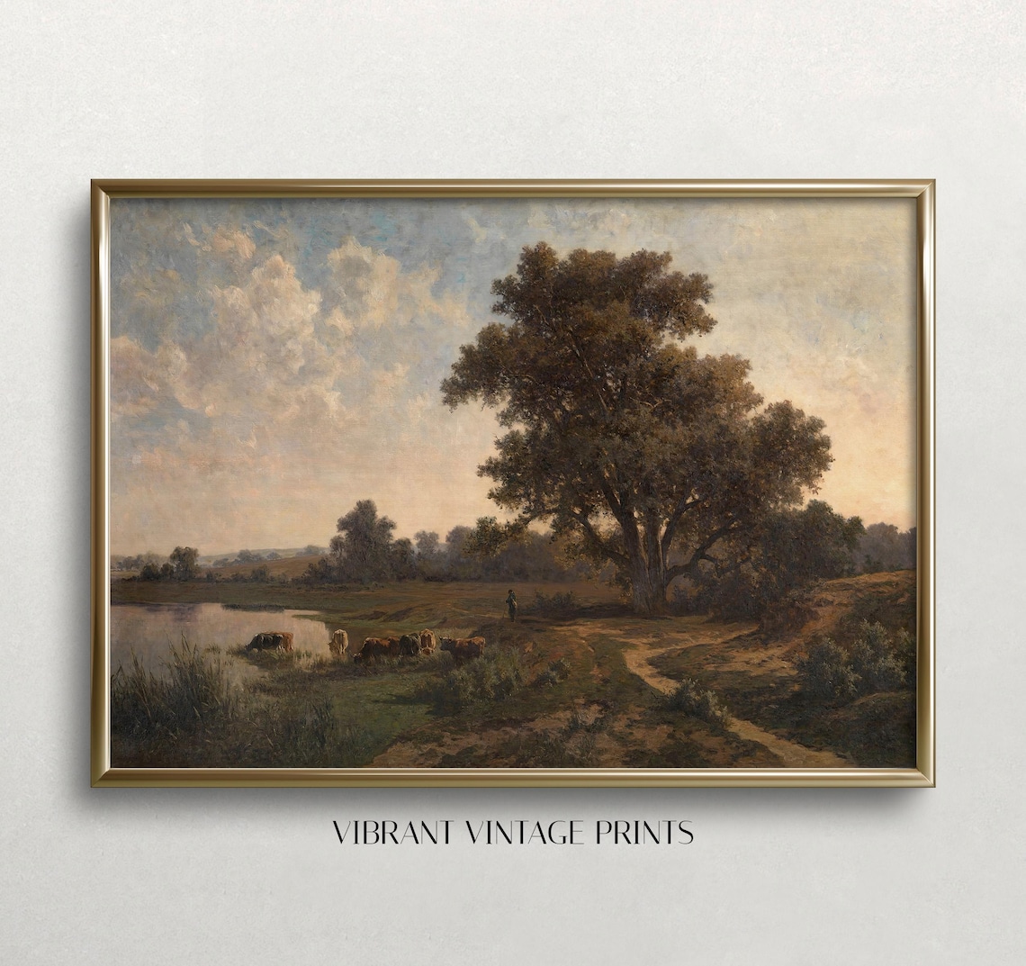 Moody Landscape Vintage Art Print, Dark Landscape Decor