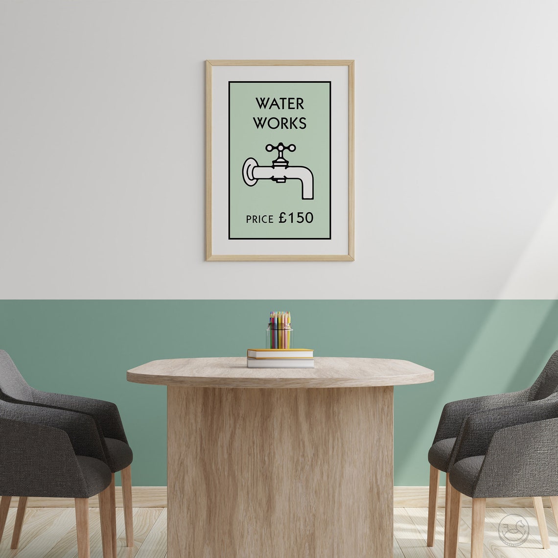 Water Works Monopoly Style Board Game UK Pound Bathroom Wall Art - Image 4