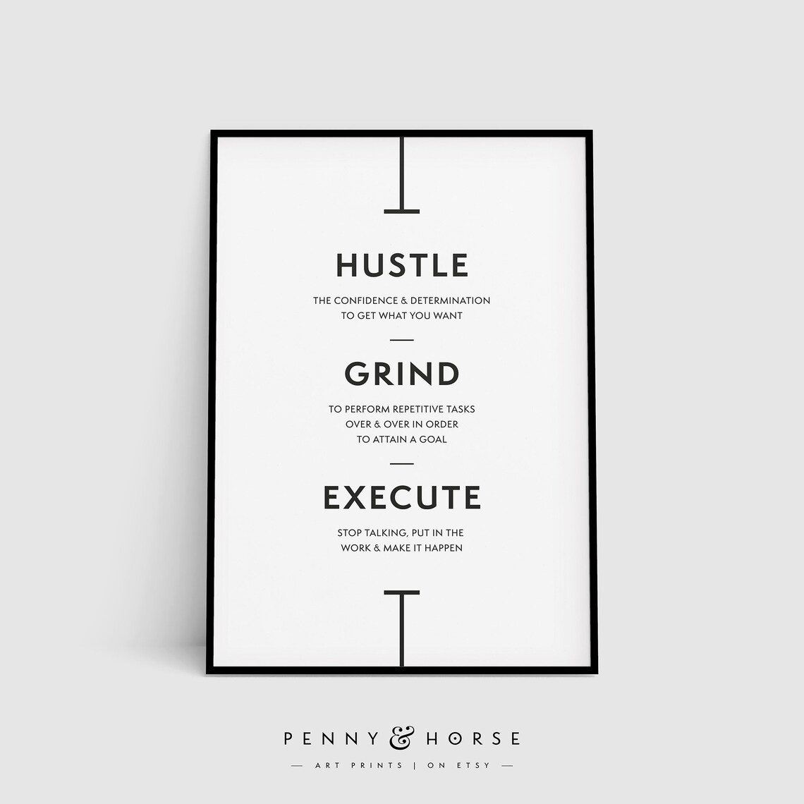 Hustle Grind Execute Inspirational Quote Art Print