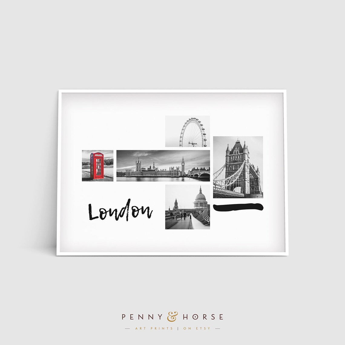 London Landmarks Photo Collage Big Ben Tower Bridge Travel Wall Poster - Image 4