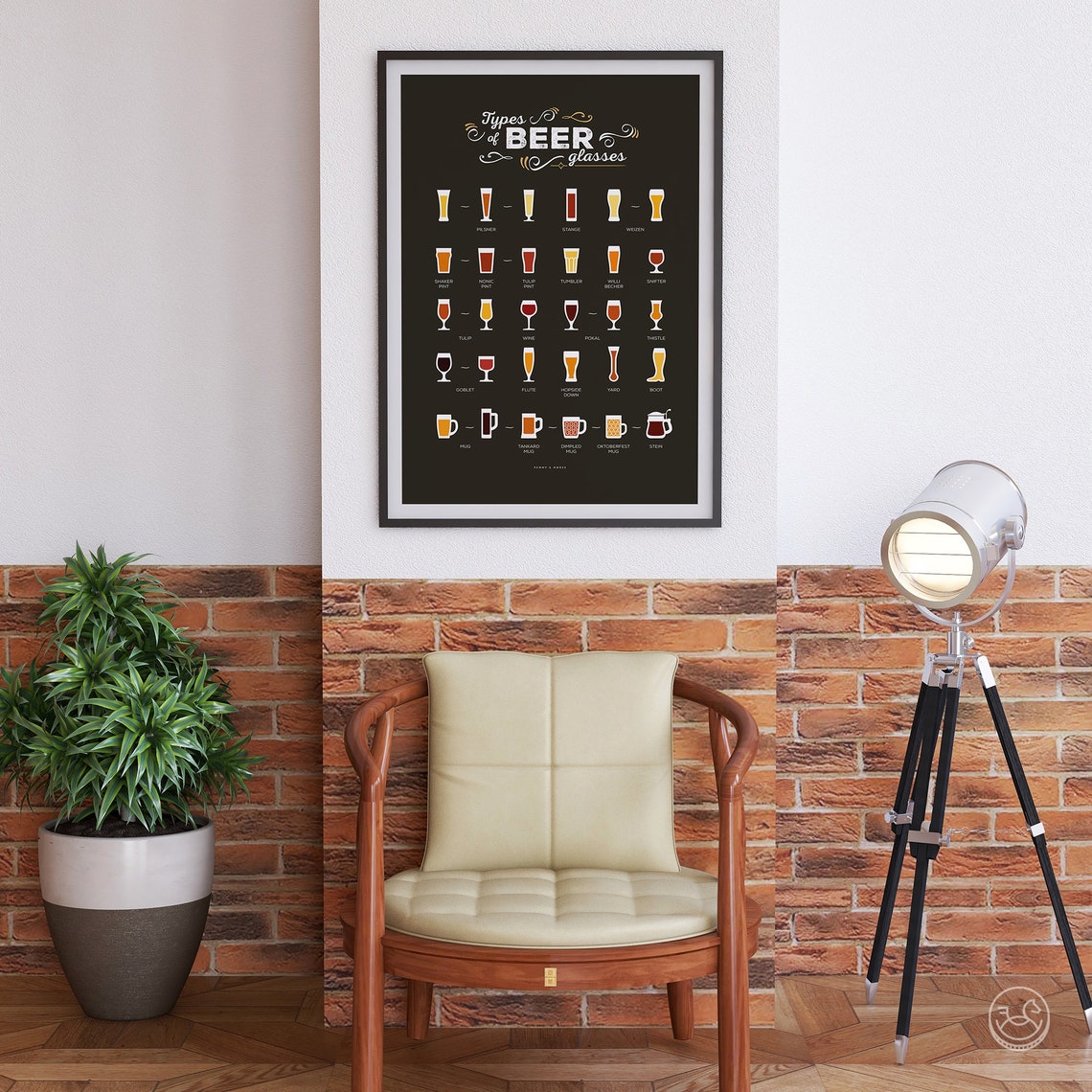 Types of Beer Glasses Blackboard Style Chart Poster for Bar Wall Decor - Image 3