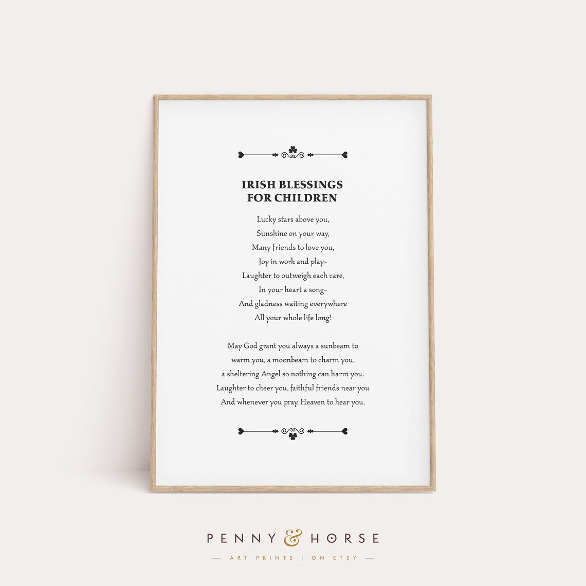 Irish Blessings For Children Poem Nursery Vintage Typography Poster