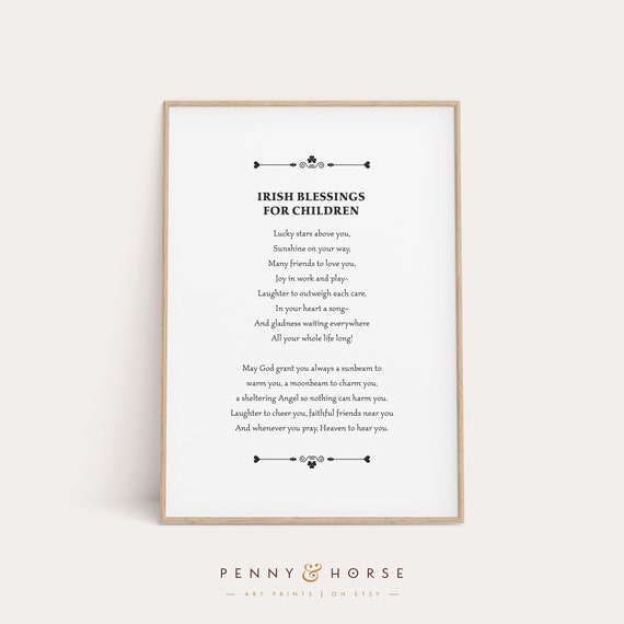 Irish Children Blessing Print Child Blessing Prayer Luck Laughter Wall Art Good Luck Gift Irish Home Decor Friendship Gift