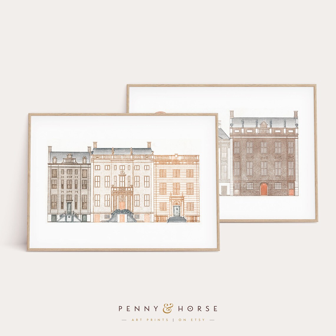 Historic Canal House Architecture Drawings Vintage Building Art Poster