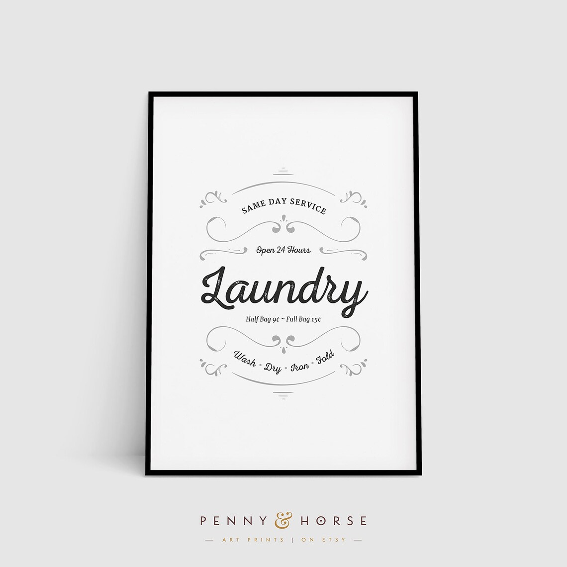 Vintage Laundry Typography Art Print, Laundry Sign - Image 3