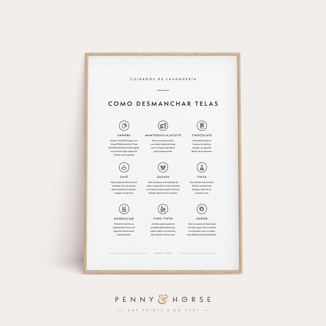 Spanish Stain Removal Guide Como Desmanchar Telas Chart Poster