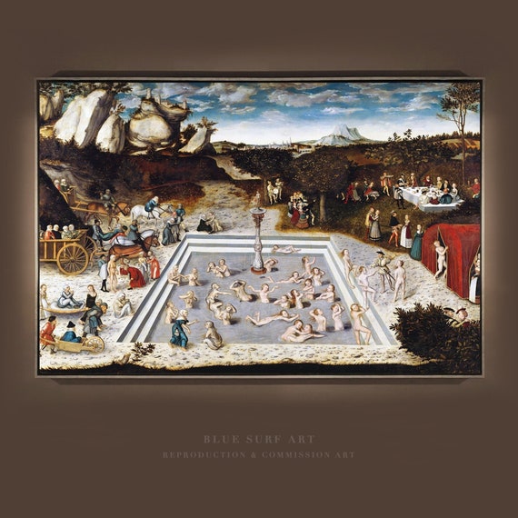 The Fountain Of Youth 1546 Lucas Cranach Reproduction Art Housewarming Gift 100 Hand Painted Painting Cranach Art Gift