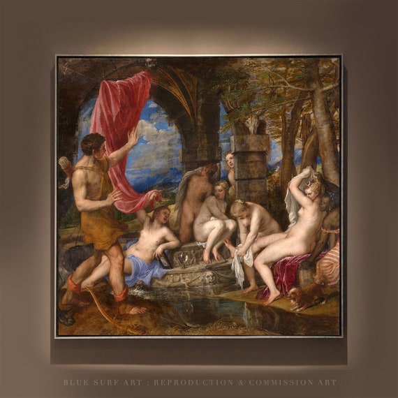 Hand Painted Diana And Actaeon Titian Reproduction Art Titian Living Room Wall Art Gift Home Decor Oil Italian Renaissance Art