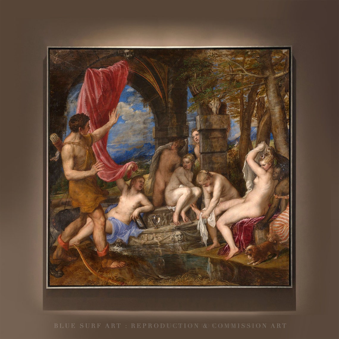 Titian Diana and Actaeon Mythological Nymphs Renaissance Scene Poster