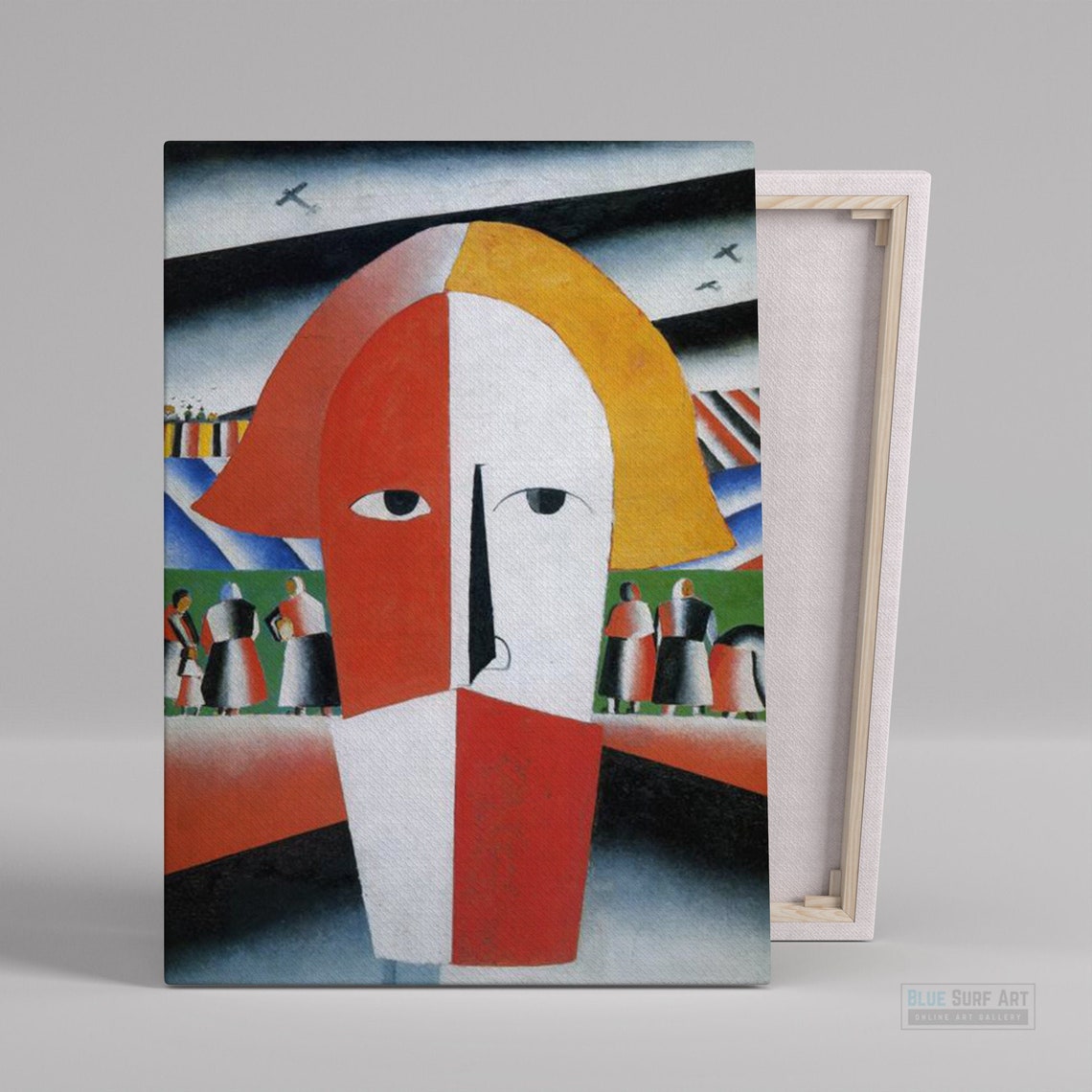 Kazimir Malevich Head of a Peasant Geometric Red White Face Poster