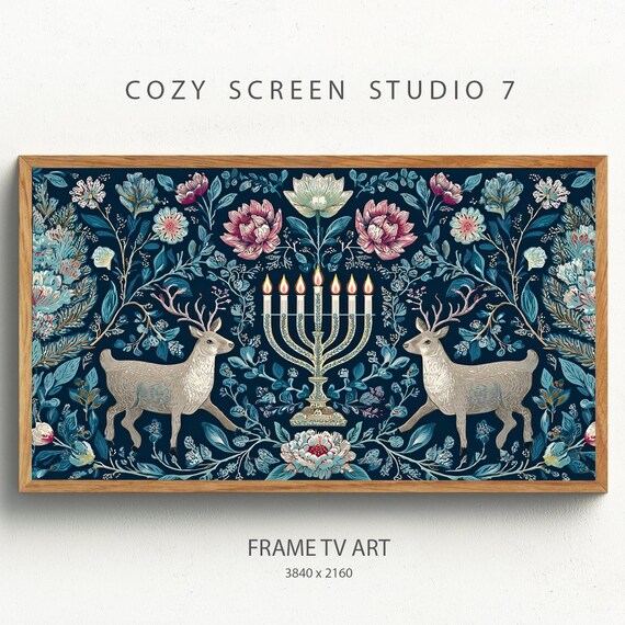 Hanukkah Menorah, Scandinavian Jewish Winter Painting