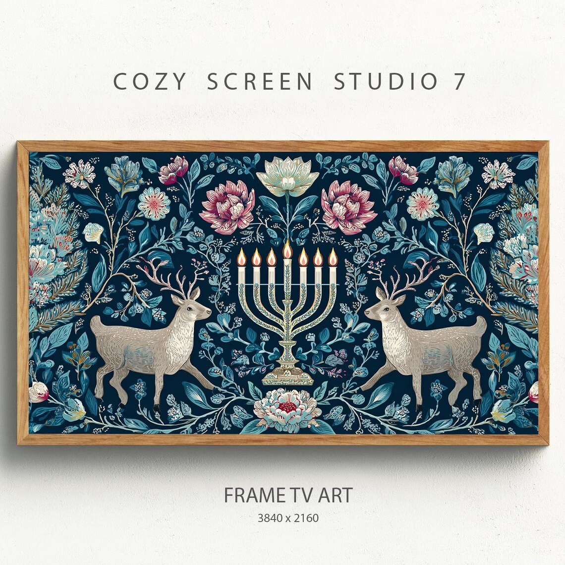 Hanukkah Menorah, Scandinavian Jewish Winter Painting