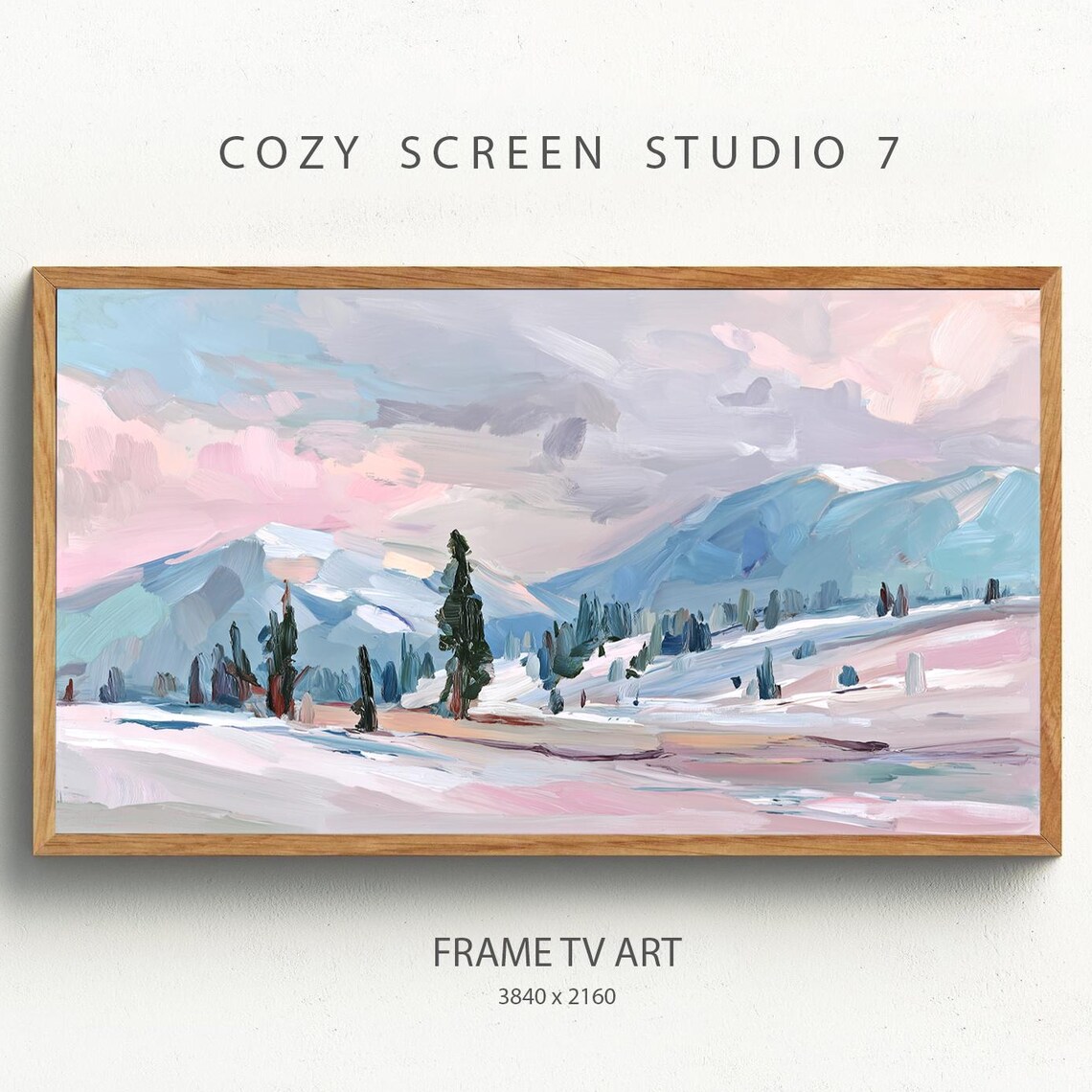 Winter Wonderland Frame Tv Art Snowy Mountains Sunset Landscape
