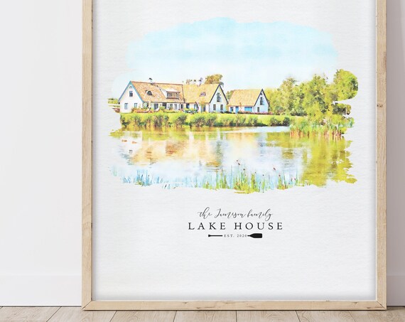 Lake House Custom Portrait Art Print, Mother's Day