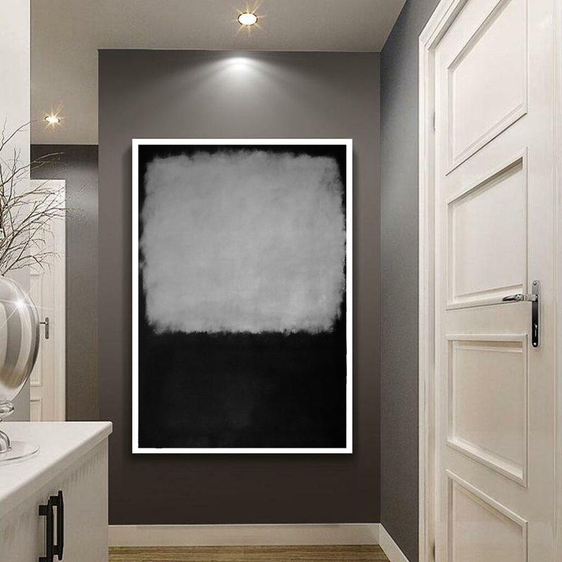Charcoal Black And Soft Gray Modern Color Field Abstract Wall Art - Image 5