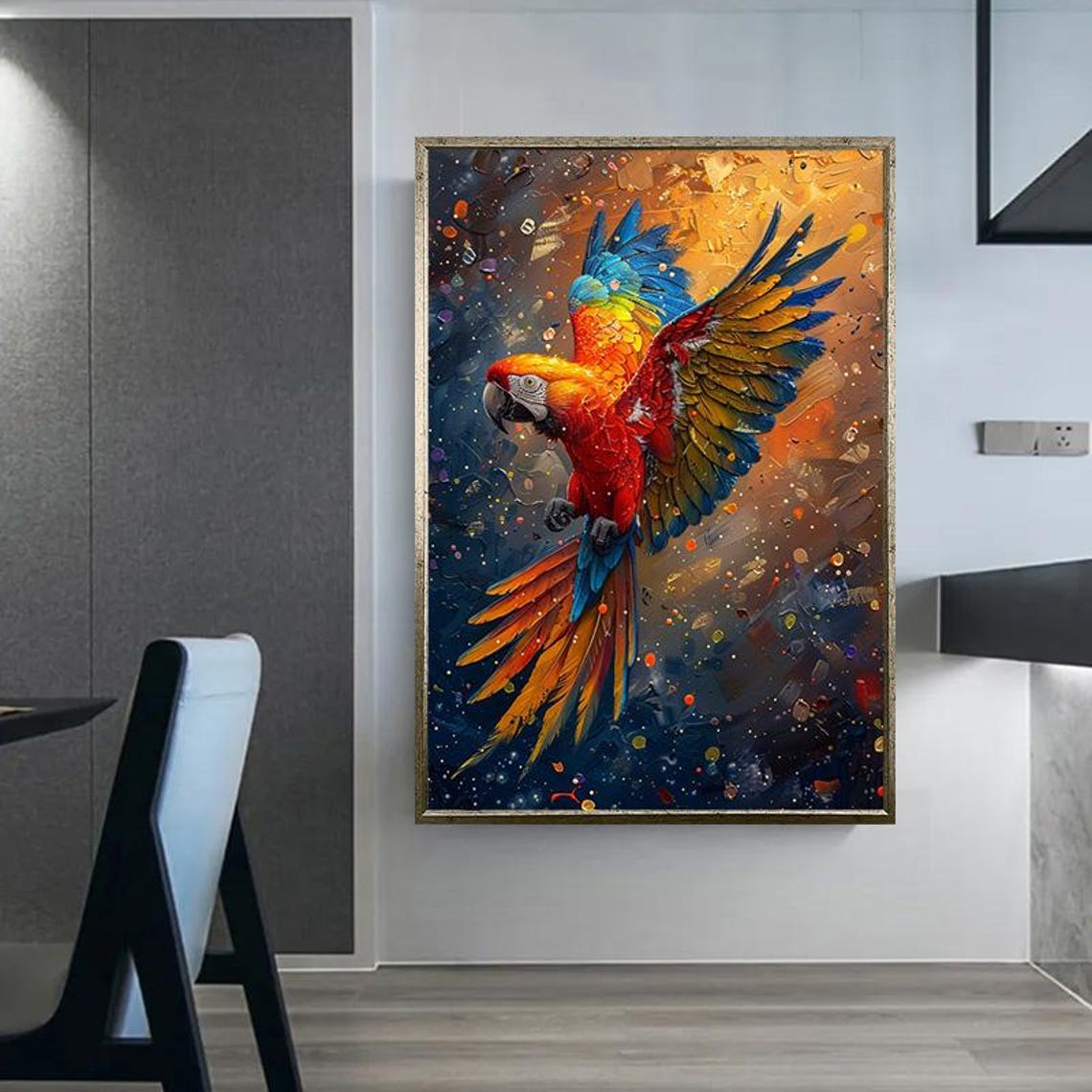 Scarlet Macaw Parrot Soaring in Flight Vibrant Bird Art Poster - Image 5