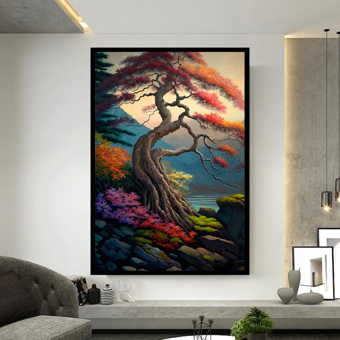 Surreal Tree Print Art Abstract Tree Print Art Ready To Hang Wall Decor Colorful Tree Print Art Global Warming Art - Image 3