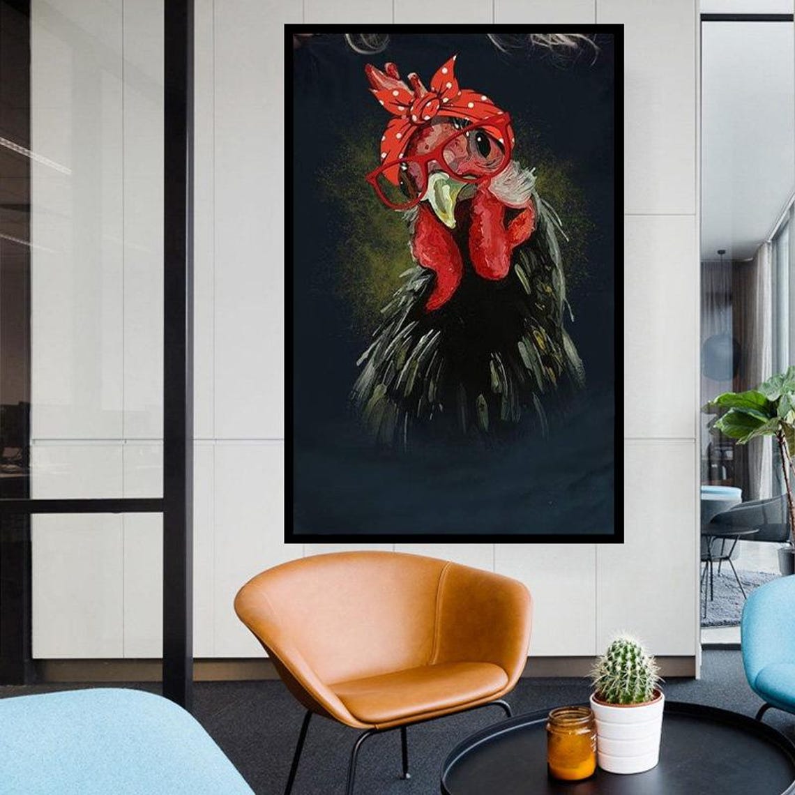 Funny Chicken Wearing Red Bandana And Glasses Farm Animal Poster - Image 2