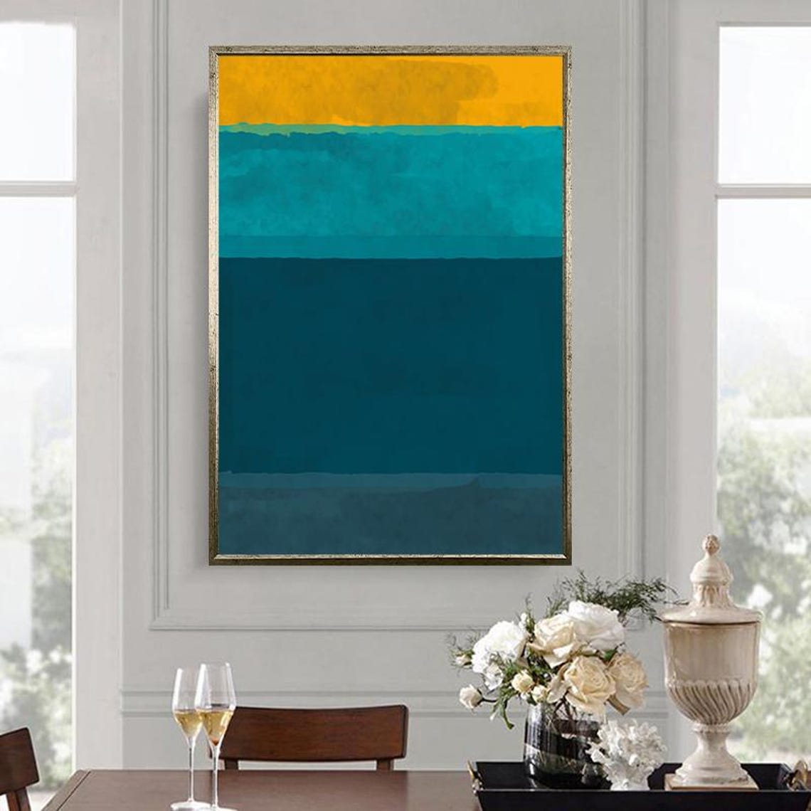 Rothko Style Mustard Yellow Teal Color Field Abstract Art Poster