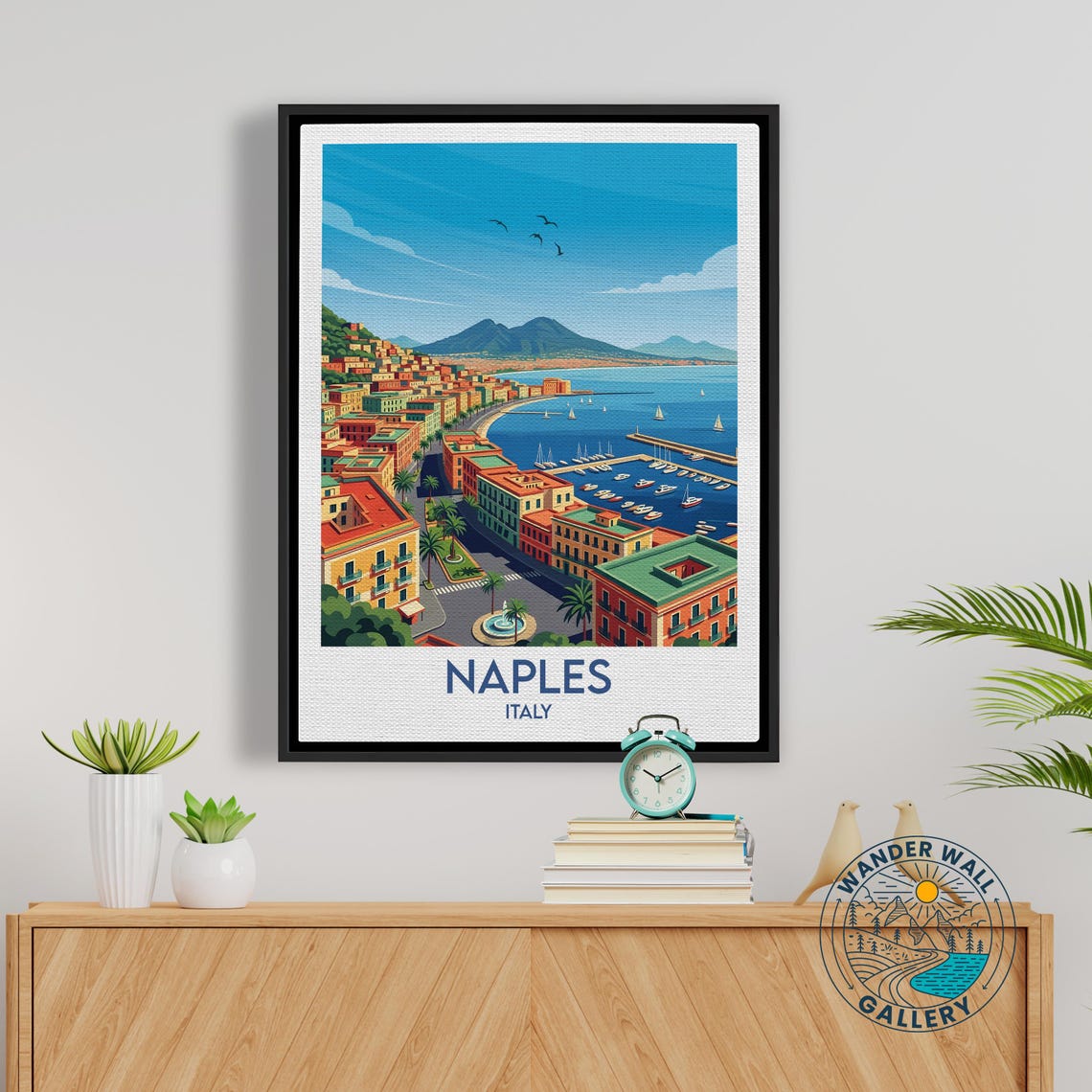 Naples Italy Vintage Travel Poster with Mount Vesuvius Bay View - Image 5