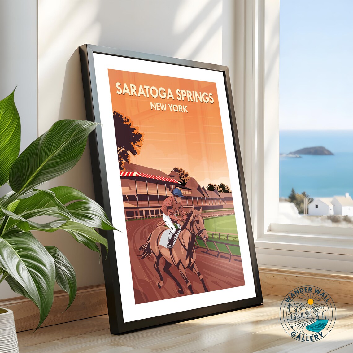 Saratoga Springs New York Horse Racing Jockey Track Travel Poster - Image 2
