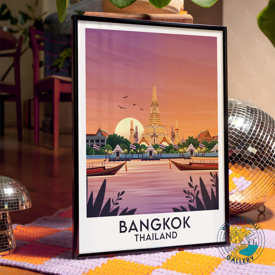 Bangkok Thailand Wat Arun Riverside Temple Sunset Travel Poster - Image 4