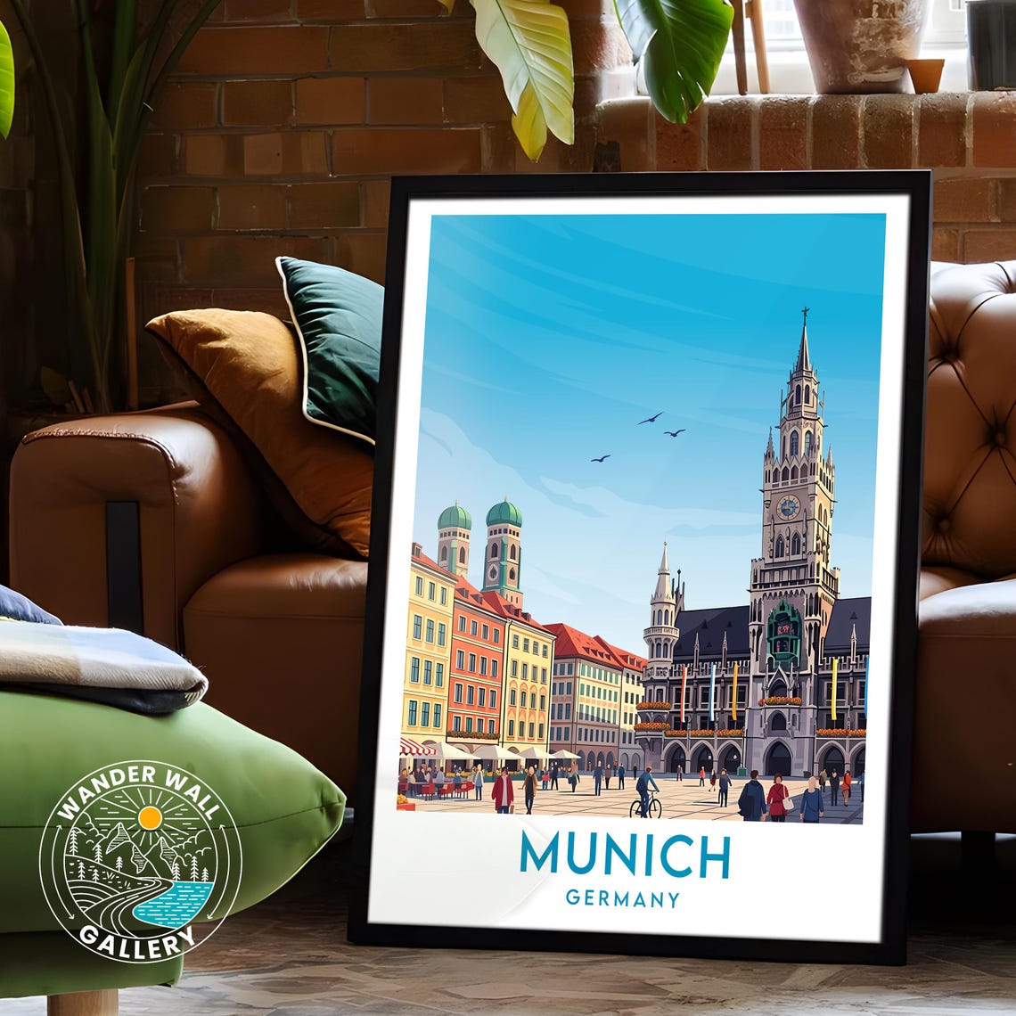 Munich Germany Old Town Square Gothic Hall Retro Travel Poster - Image 6