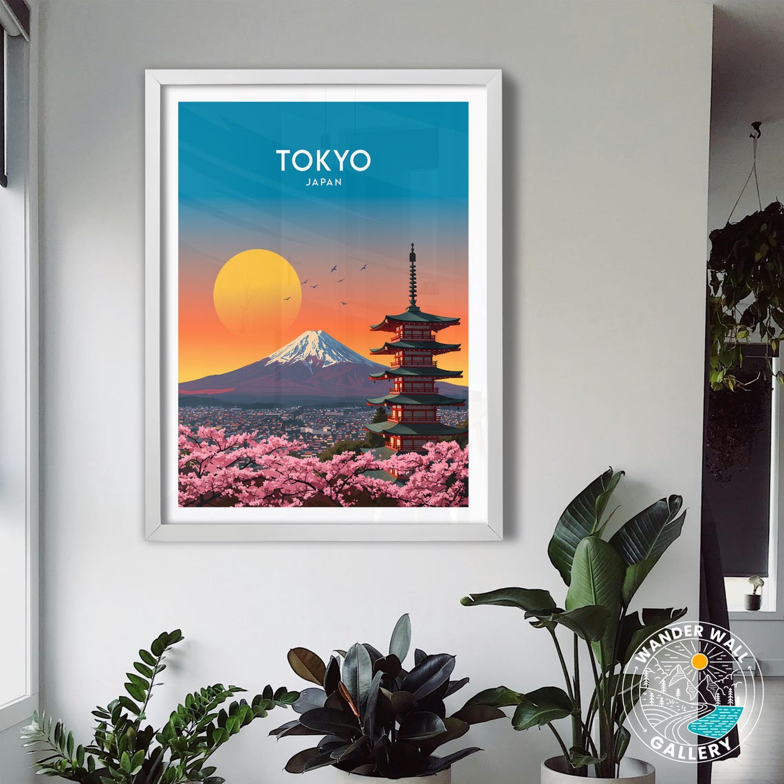 Tokyo Japan Mount Fuji Cherry Blossoms Pagoda Sunset Travel Poster - Image 3