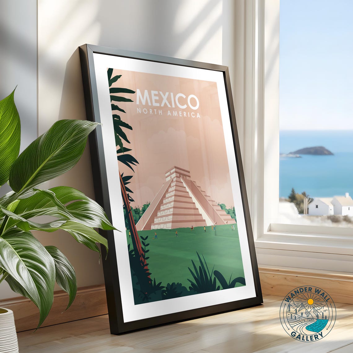 Chichen Itza Pyramid Travel Poster Mexico Historical Mexican Artwork Mayan Ruins Print Personalized Gift For Home Decor - Image 2