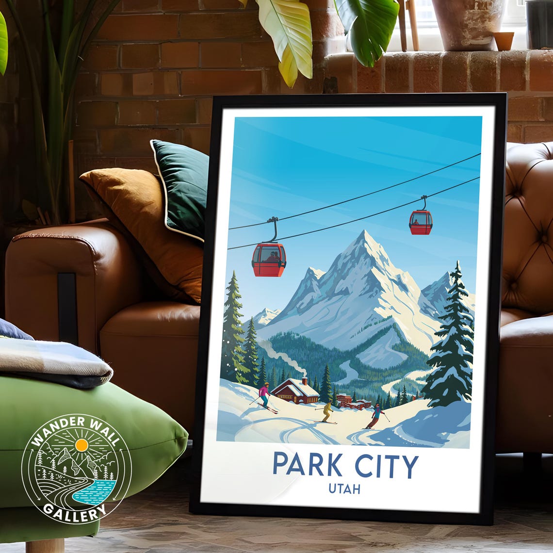 Park City Utah Ski Slopes Gondolas Snowy Peak Lodge Winter Poster - Image 6