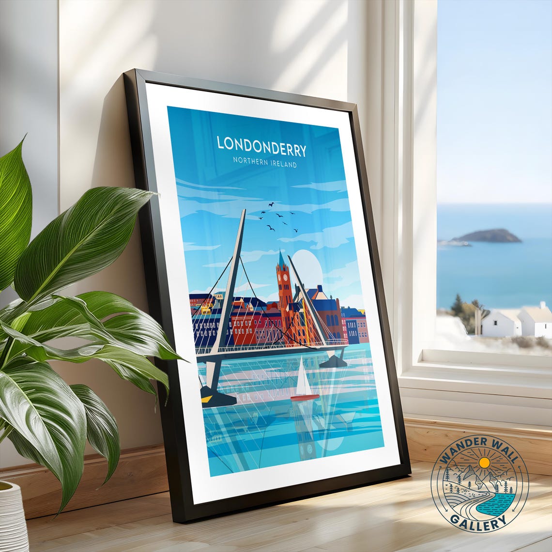 Londonderry Northern Ireland Peace Bridge River Reflections Poster - Image 2