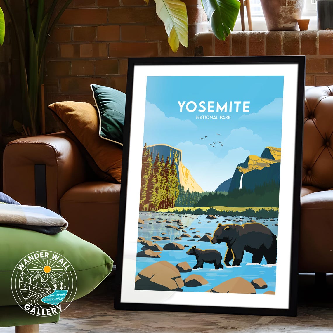 Yosemite National Park Bears Wading River Cliffs Vintage Travel Poster - Image 6