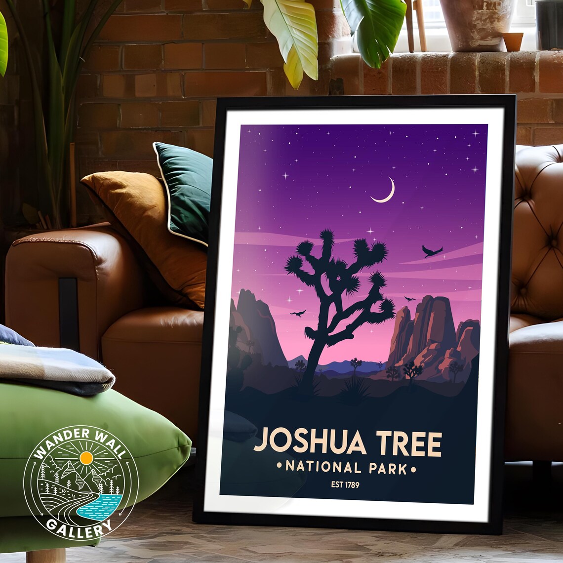 Joshua Tree National Park Starry Night Moon Desert Vintage Travel Poster - Image 6