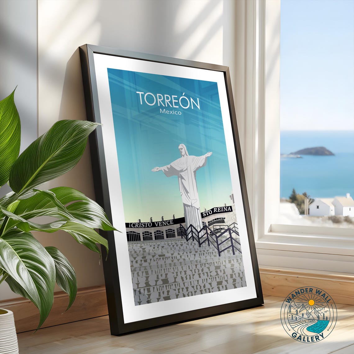 Torreon Mexico Cristo Monument Sunset Whitewashed Hilltop Poster - Image 2