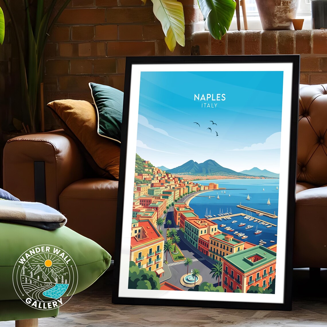 Naples Italy Bay Mount Vesuvius Marina Cityscape Coastal Travel Poster - Image 6