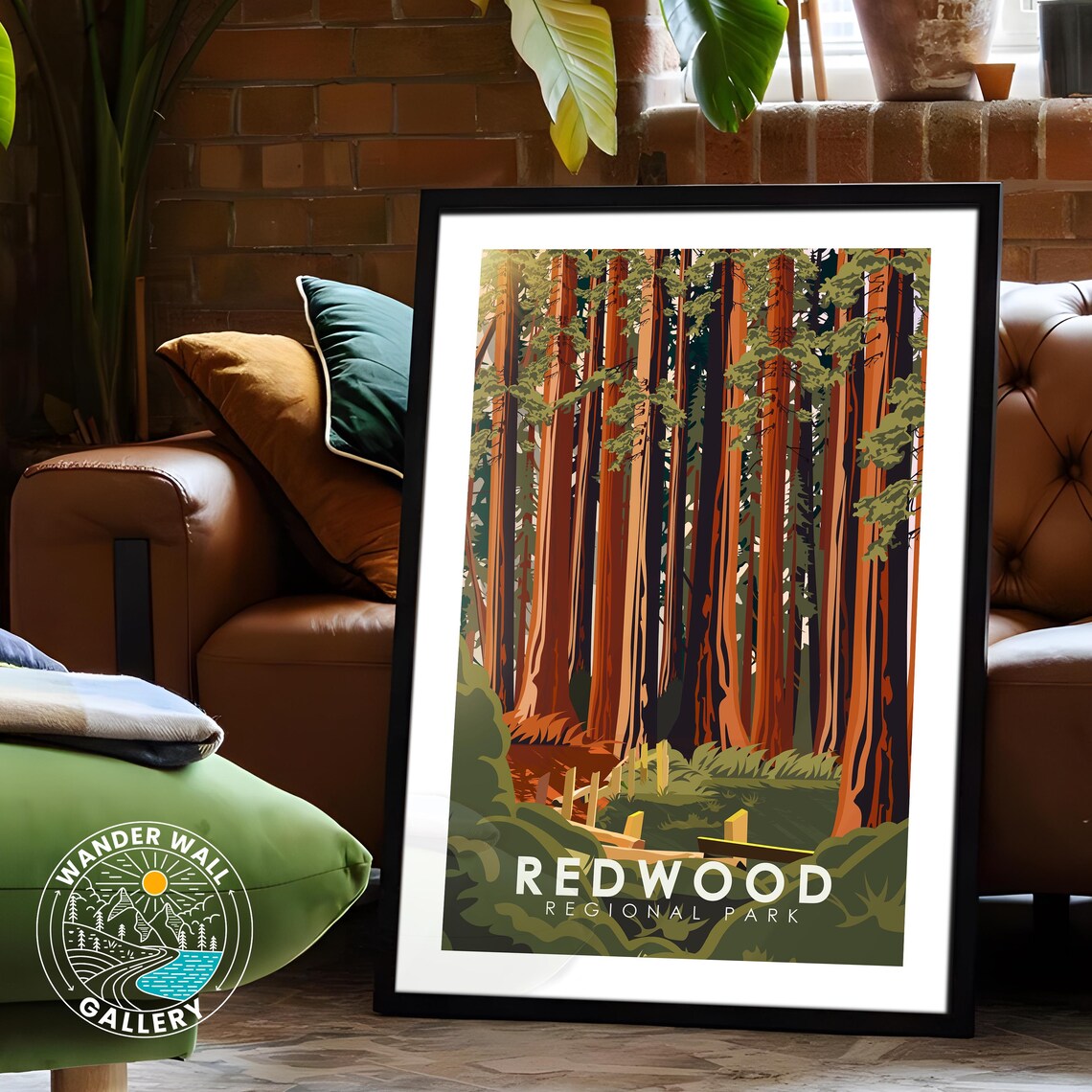 Redwood Forest Tall Coast Trees Regional Park Retro Nature Travel Poster - Image 6