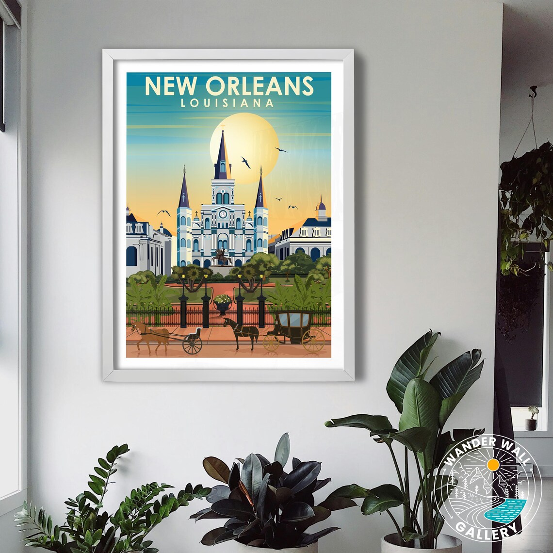 New Orleans Louisiana Cathedral Horse Carriage Sunset Travel Poster - Image 3