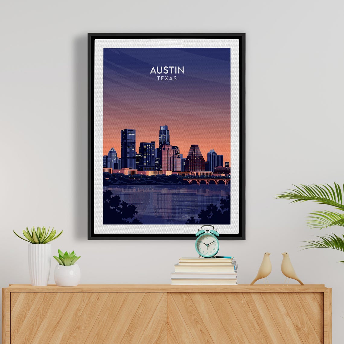 Austin Texas Sparkling City Lights Skyline Bridge Evening Poster - Image 5