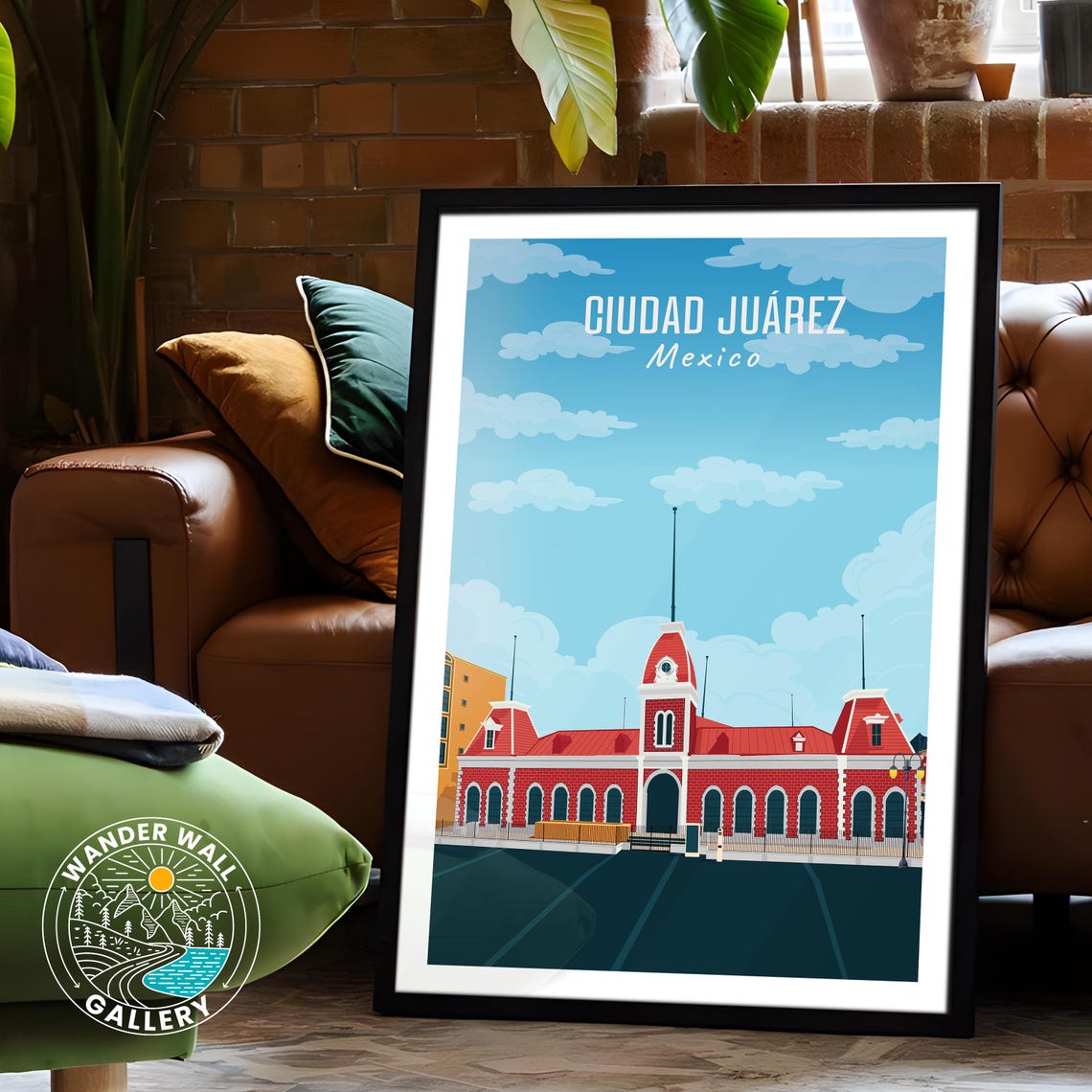 Ciudad Juarez Mexico Red Brick Historic Building Street Poster - Image 6