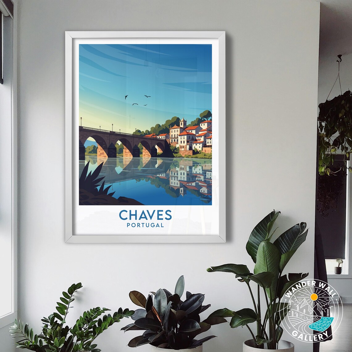 Chaves Portugal Historic Roman Bridge Town Retro Travel Poster - Image 3