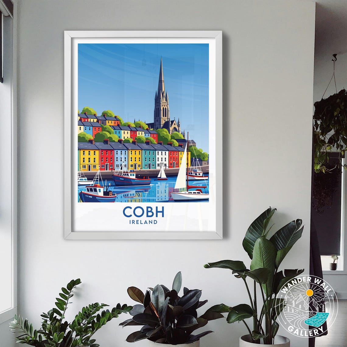 Cobh Ireland Harbor Town Church Spire and Boats Vintage Travel Poster - Image 3