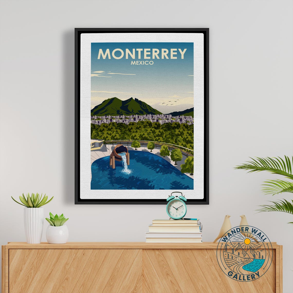 Monterrey Mexico Mountain Cityscape Pouring Jug Travel Poster - Image 5