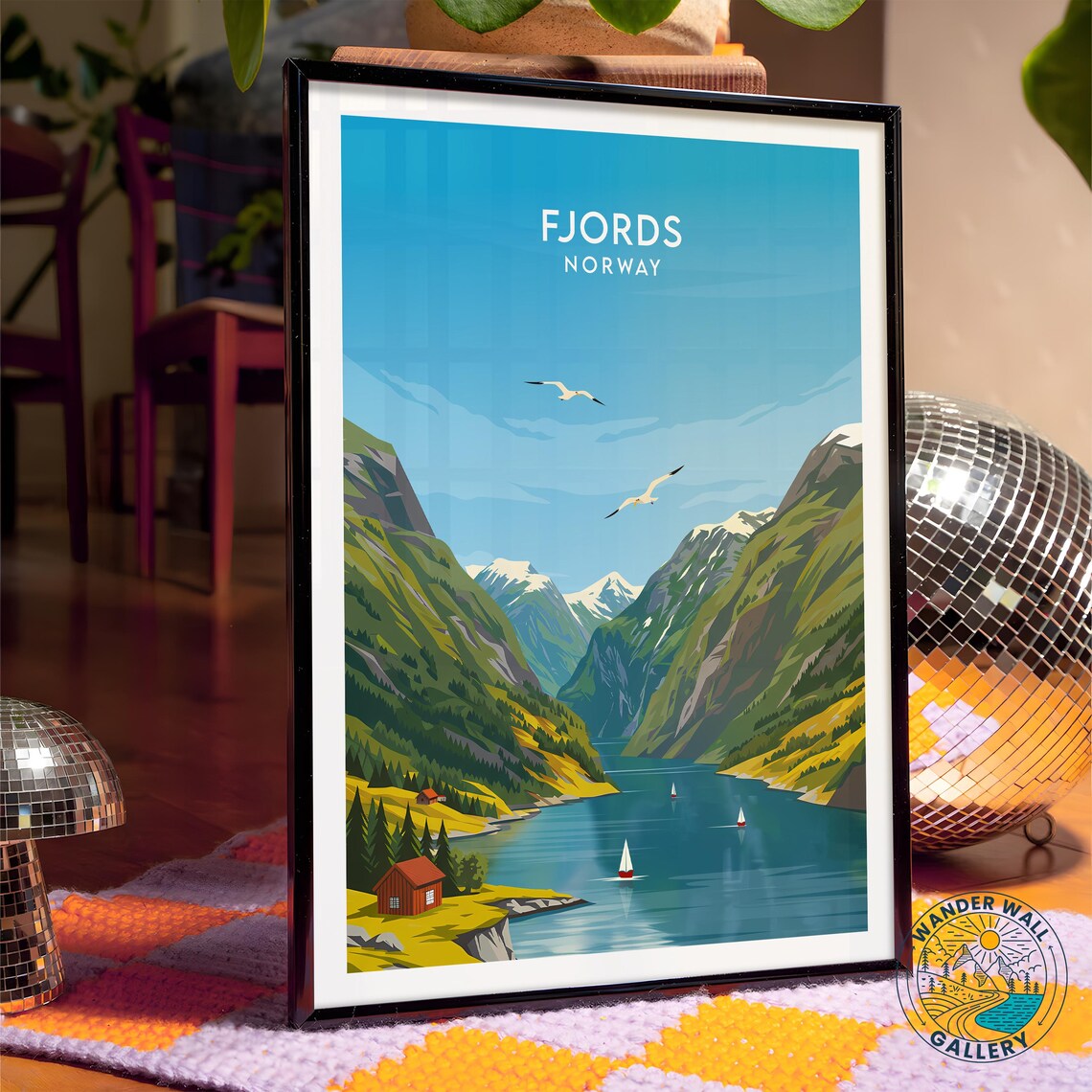 Norway Fjords Snow Capped Mountains Sailboats Valley View Poster - Image 4