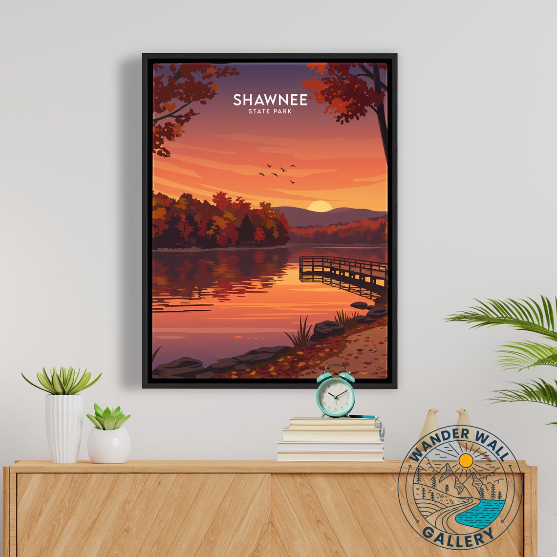 Shawnee State Park Sunset Dock Crimson Lake Reflections Poster - Image 5